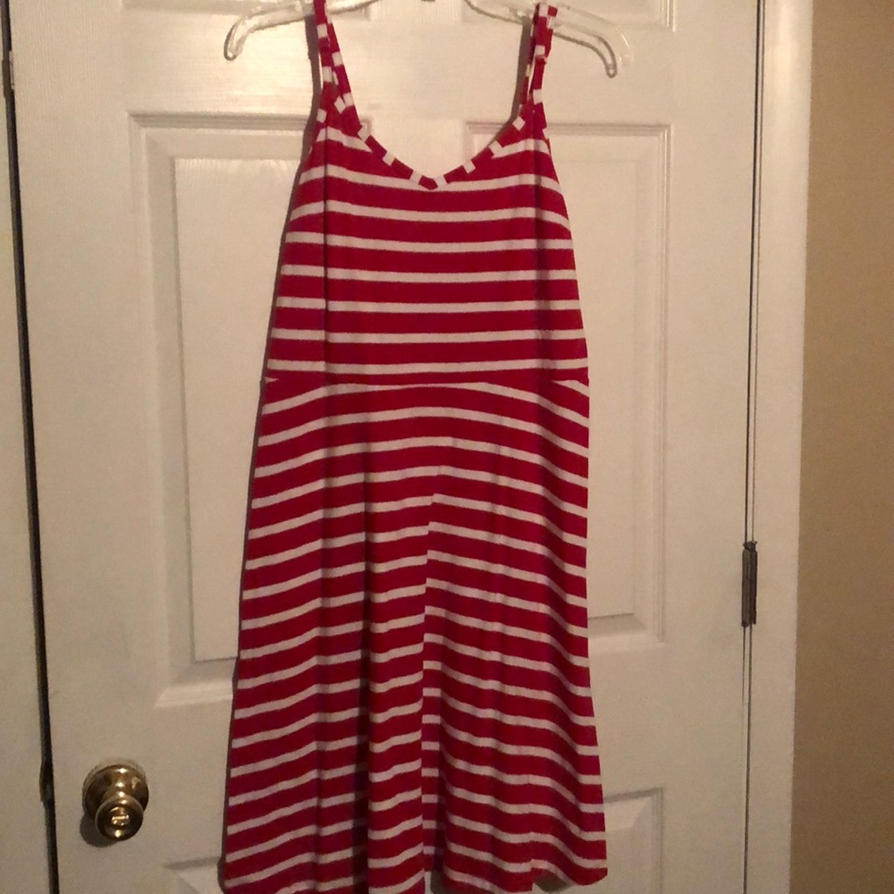 White and red striped dress